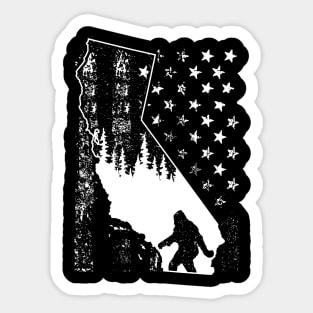 California Bigfoot American Flag Sticker